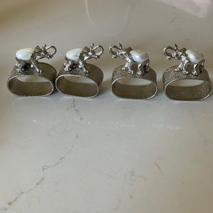 Vintage mother of pearl elephant napkin rings